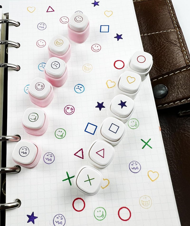 ZMLSED 6-in-1 Pre Self-Inking Planner Stamp Set - Portable Emoticon Bujo Weather Themes Stamps with Storage Case for Bullet Journal, Scrapbooking, Travel, Daily Planning -100mm x 15mm (Quick-Dry Ink, 2pcs) - Image 3